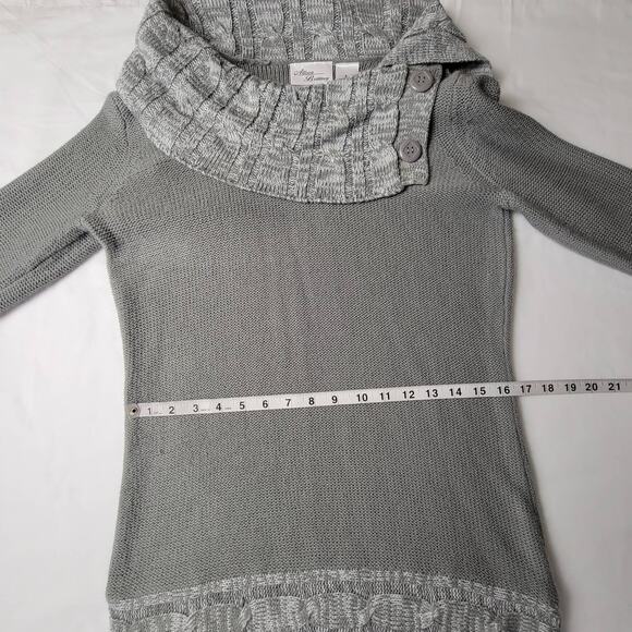 Allison Brittney Gray Slate Sweater Preppy Split Cowl Long Sleeves NEW Women S - Picture 6 of 10